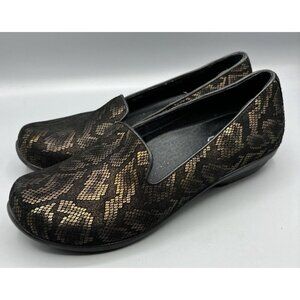 Dansko Olivia Womens Shoes Bronze Black Snake Print Sz 37 Leather Comfort‎